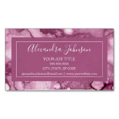 紫とブルゴーニュの水彩洗ガーリー浄 マグネット名刺 (正面)