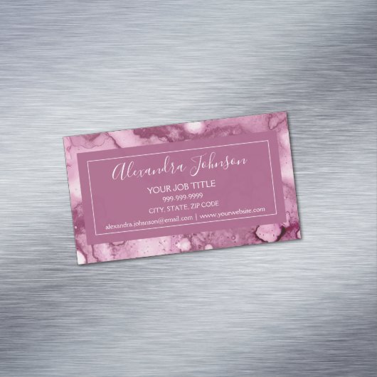 紫とブルゴーニュの水彩洗ガーリー浄 マグネット名刺 (インサイチュ)