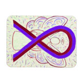 紫とブルゴーニュの認識度リボンエンジェルマグネット マグネット (横)