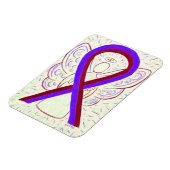 紫とブルゴーニュの認識度リボンエンジェルマグネット マグネット (左側)