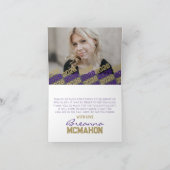 紫とブロンズのポープリント卒業式折り畳み写真 サンキューカード (内部)