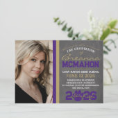 紫とブロンズのポープリント卒業発表 招待状 (スタンド正面)