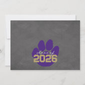 紫とブロンズのポープリント卒業発表 招待状 (裏面)