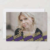 紫とブロンズの卒業写真サンキューカード 招待状 (裏面)