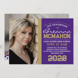 紫とブロンズの卒業式2写真のお知らせ 招待状