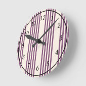 紫とベージュの五ストライプ色 ラウンド壁時計 (傾斜)