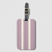 紫とベージュの五ストライプ色 ラゲッジタグ (正面縦)