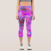 紫とマゼンタの多汁性セダムロゼット カプリレギンス (正面)