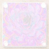 紫とマゼンタの多汁性セダムロゼット ガラスコースター (裏面)
