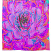 紫とマゼンタの多汁性セダムロゼット シャワーカーテン (正面)