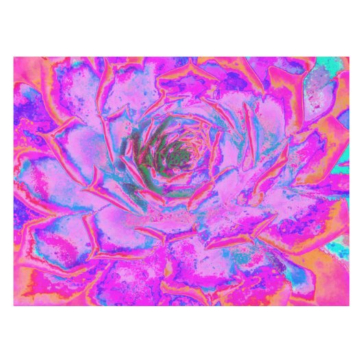 紫とマゼンタの多汁性セダムロゼット テーブルクロス (正面(横))