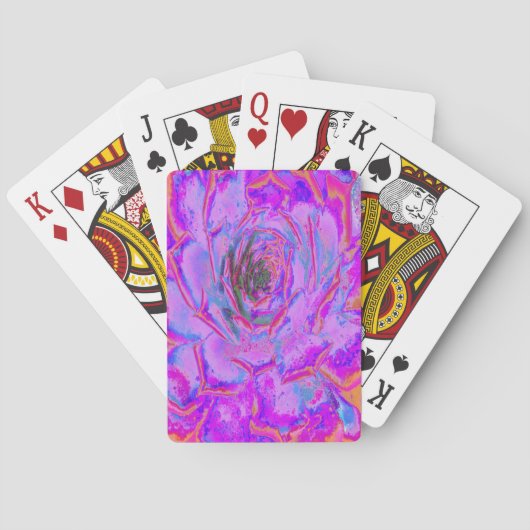 紫とマゼンタの多汁性セダムロゼット トランプ (裏面)