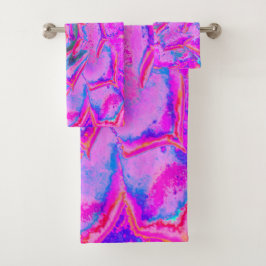 紫とマゼンタの多汁性セダムロゼット バスタオルセット