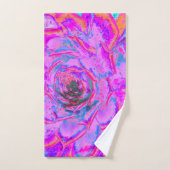 紫とマゼンタの多汁性セダムロゼット バスタオルセット (ハンドタオル)