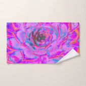 紫とマゼンタの多汁性セダムロゼット バスタオルセット (ハンドタオル)