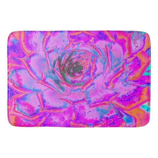 紫とマゼンタの多汁性セダムロゼット バスマット (正面)