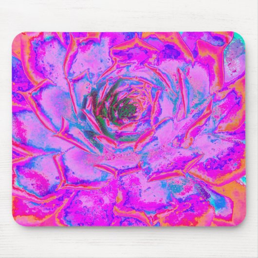 紫とマゼンタの多汁性セダムロゼット マウスパッド (正面)