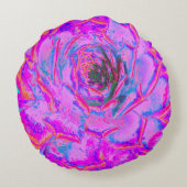 紫とマゼンタの多汁性セダムロゼット ラウンドクッション (裏面)