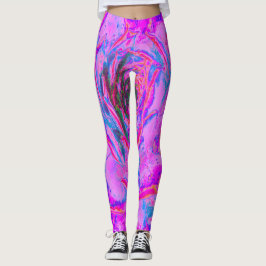 紫とマゼンタの多汁性セダムロゼット レギンス