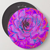 紫とマゼンタの多汁性セダムロゼット 缶バッジ (正面&裏面)