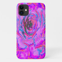 紫とマゼンタの多肉植物 セダムロゼット iPhone 11 ケース