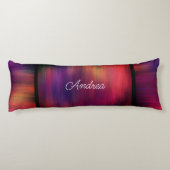 紫とマゼンタの明はっきりしたるい抽象芸術追加文字 ボディピロー (裏面)