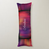 紫とマゼンタの明はっきりしたるい抽象芸術追加文字 ボディピロー (裏面 (縦))