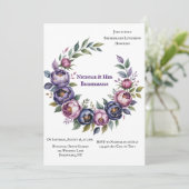 紫とマゼンタの牡丹の花嫁の昼食会 招待状 (スタンド正面)