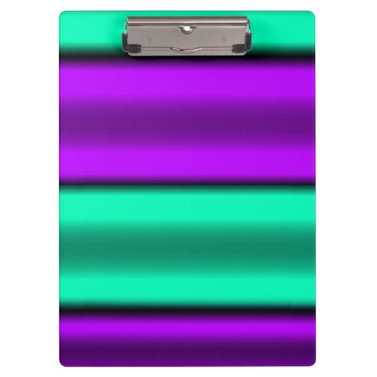 紫とミントの水平ストライプ クリップボード (正面)