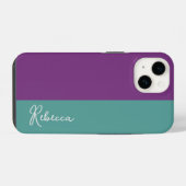 紫とミントカラーブロックフォンケース iPhoneケース (裏面横)