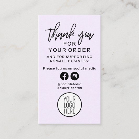 紫とミント大理石をご注文いただき、ありがとうございます 名刺 (正面)