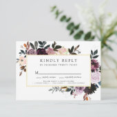 紫とメイブピンクフローラ秋結婚の 出欠カード (スタンド正面)