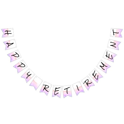 紫とモダンピンクの水色ハッピーリタイア バンティングフラッグ (全)