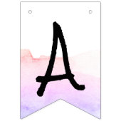 紫とモダンピンクの水色ハッピーリタイア バンティングフラッグ (第2の旗)