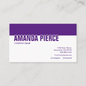 紫とモダン白のソーシャルメディア 名刺 (正面)