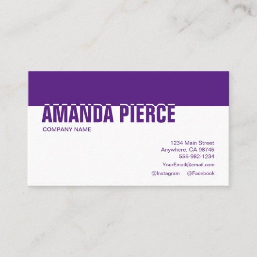 紫とモダン白のソーシャルメディア 名刺 (正面)