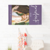 紫とモダン白の大学院生の台本の写真 横断幕 (インサイチュ)