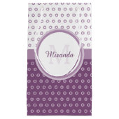 紫とモダン白の水玉模様モノグラム スモールペーパーバッグ (正面)