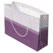 紫とモダン白の水玉模様モノグラム ラージペーパーバッグ (裏面アングル)