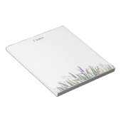 紫とモダン白の水色ラベンダーの花 ノートパッド (アングル)