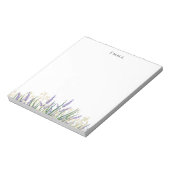 紫とモダン白の水色ラベンダーの花 ノートパッド (回転)