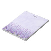 紫とモダン白の水色ラベンダーの花 ノートパッド (回転)