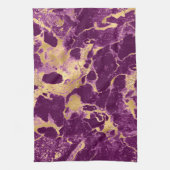 紫とモダン金ゴールドの大理石のパターン キッチンタオル (縦)
