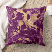 紫とモダン金ゴールドの大理石のパターン クッション (ブランケット)