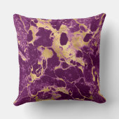 紫とモダン金ゴールドの大理石のパターン クッション (裏面)