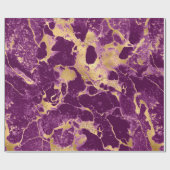 紫とモダン金ゴールドの大理石のパターン ラッピングペーパー (フラット)