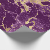 紫とモダン金ゴールドの大理石のパターン ラッピングペーパー (角)