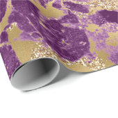 紫とモダン金ゴールドの大理石のパターン ラッピングペーパー (ロールコーナー)