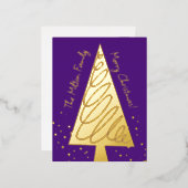 紫とモダン金ゴールド箔のクリスマスハガキ 箔シーズンポストカード (正面/裏面)