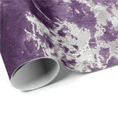 紫とモダン銀の大理石のパターン ラッピングペーパー (ロールコーナー)